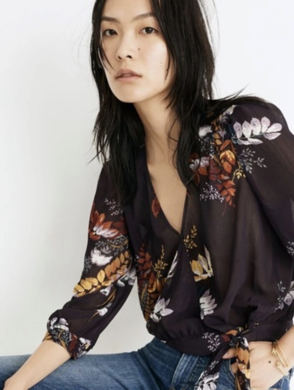 Madewell Wrap Top In Blooming Oasis